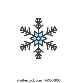 Snowflake filled outline icon, line vector sign, linear colorful pictogram isolated on white. Snow symbol, logo illustration. Pixel perfect vector graphics