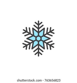 Snowflake filled outline icon, line vector sign, linear colorful pictogram isolated on white. Christmas decoration symbol, logo illustration. Pixel perfect vector graphics