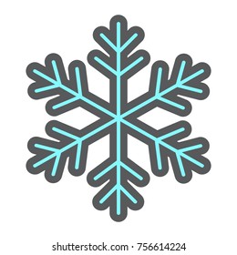 Snowflake filled outline icon, New year and Christmas, snow sign vector graphics, a colorful line pattern on a white background, eps 10.