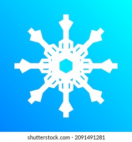 Snowflake flat design on blue background