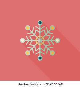 Snowflake flat icon with long shadow,eps10