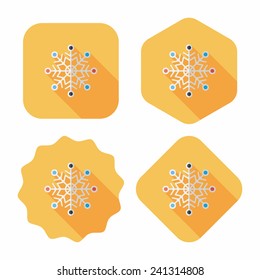 Snowflake flat icon with long shadow,eps10