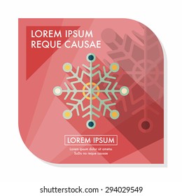 Snowflake flat icon with long shadow,eps10