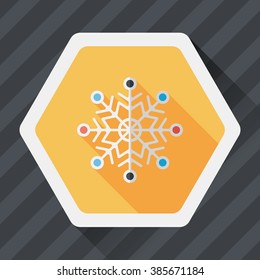 Snowflake flat icon with long shadow,eps10