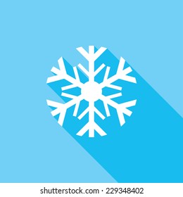 Snowflake flat icon. Modern flat icons with long shadow effect in stylish colors. Icons for Web and Mobile Application. EPS 10.