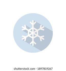 Snowflake. Flat icon on a circle. Weather vector illustration