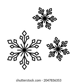 Snowflake flat line icon. Winter christmas snowflake crystal element. Outline sign for mobile concept and web design, store.