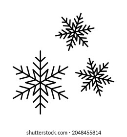 Snowflake flat line icon. Winter christmas snowflake crystal element. Outline sign for mobile concept and web design, store