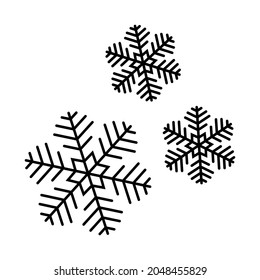 Schneeflocken-Symbol für eine flache Linie. Winterschneeflocken-Kristall-Element. Rahmenzeichen für mobiles Konzept und Webdesign, Speicher