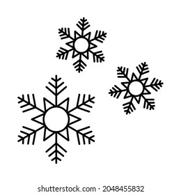 Icono de línea plana copo de nieve. Crystal flake, navidad de invierno. Signo de esquema para concepto móvil y diseño web, tienda