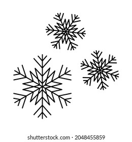 Icono de línea plana copo de nieve. Crystal flake, navidad de invierno. Signo de esquema para concepto móvil y diseño web, tienda