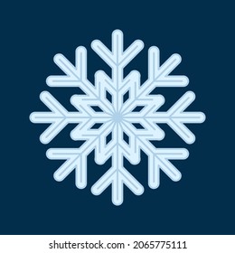 Snowflake. Flat Style. Christmas and Winter Traditional symbol for logo, print, sticker, emblem, label, badge, greeting and invitation card design and decoration
