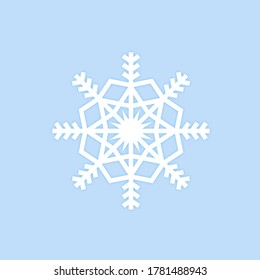 Snowflake. Flat style winter snowflake on blue background. Vector illustration
