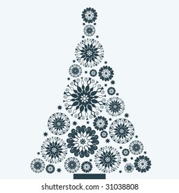 snowflake flower christmas tree - all separate elements