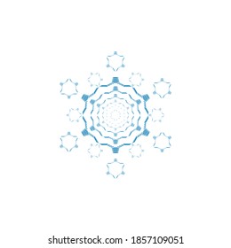 Symbol für Schneeflocken-Blumen. Musterzeichen. Vektorgrafiken für den Hintergrund, Design von Urlaubskarten, Anwendungen, Website, Werbung. Dekorrahmen.