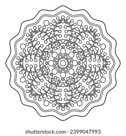 snowflake. flower. isolated black and white circular ornament. plate. round symmetrical pattern. the mosaic. a kaleidoscope. coloring page. henna. the stencil. sticker.