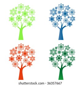 snowflake / flower  tree 4 color choices