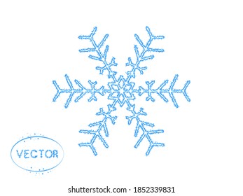 Schneeflocken, fließender, symmetrischer Schnee. Vektorwintersymbol, Vorlage. Dekorative Dekoration für Weihnachten und Neues Jahr.