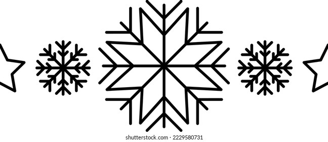 Elemento de marco copo de nieve. Silhouette de copos de nieve para el diseño de tarjetas y pancartas de bienvenida de Navidad y Año Nuevo. Elementos decorativos de vacaciones aislados en un fondo blanco.