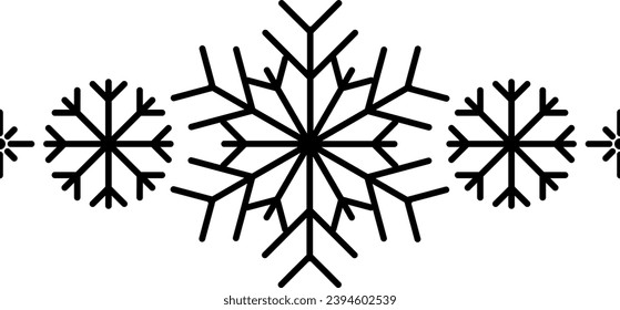 Elemento de marco copo de nieve. Silhouette de copos de nieve para el diseño de tarjetas y pancartas de bienvenida de Navidad y Año Nuevo. Elementos decorativos de vacaciones aislados en un fondo blanco.