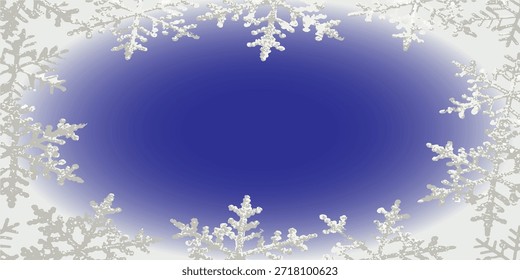 Snowflake frame for a greeting card. Winter frame with snowflakes. Vector illustration