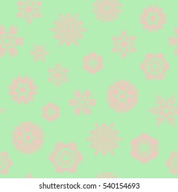 Snowflake frame. Vector illustration. Christmas frame with abstract snowflakes and dots.