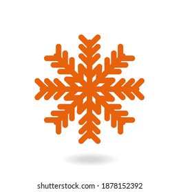 Snowflake freeze in winter red white simple icon. Merry Christmas and Happy New Year. Snowflake icon isolated on a white background. Vector illustration.