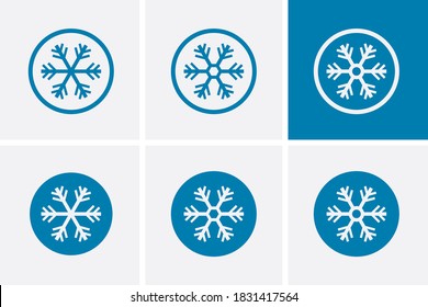 Iconos congeladores de copos de nieve. Fracaso del signo del vector