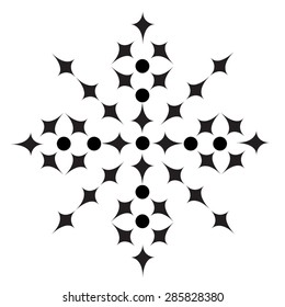 Snowflake, Geometric, Icon, Black, Silhouette