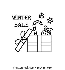 Snowflake gift box icon. Simple line, outline vector elements of winter sale icons for ui and ux, website or mobile application