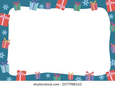 Snowflake and gift frame illustration