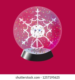Snowflake in a glass ball with sequins inside