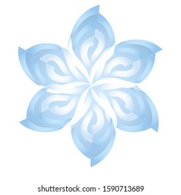 Snowflake glued from paper isolated on a white background. Vector cartoon close-up illustration