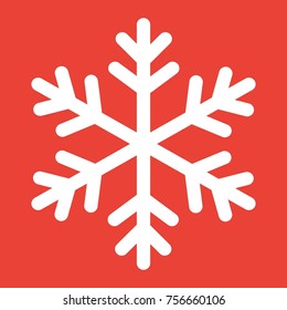 Snowflake glyph icon, New year and Christmas, snow sign vector graphics, a solid pattern on a red background, eps 10.