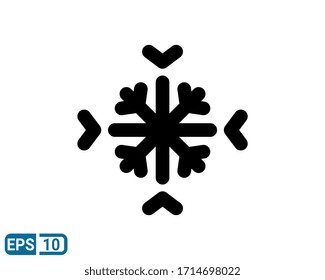 icono de estilo glifo copo de nieve aislado en fondo blanco. ilustración para diseñador gráfico, sitio web, UI. EPS 10