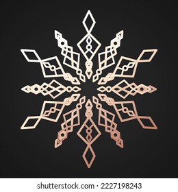 Snowflake gold art deco style isolated