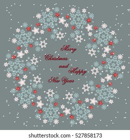Snowflake gold Mandala. Holiday greeting Happy New Year Christmas with snowflake background. Vector illustration