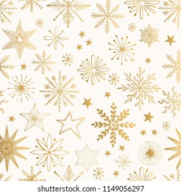 Snowflake gold pattern. Glitter vector illustration.