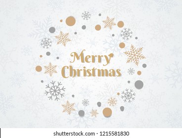 Snowflake gold and silver on background for Merry Christmas and Happy New Year. Welcome winter  with beautiful falling snow card. Vector illustration 