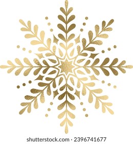 Snowflake gold with transparent background