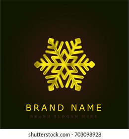 Snowflake golden metallic logo