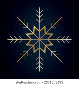 Snowflake. Golden silhouette. Vector on a blue background