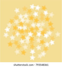 Snowflake golden which consists of isolated elements. Stylish, consist of beautiful  elements in snowflake golden. Can be used as print, wallpaper, cards, poster, logo, background