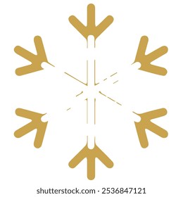 Snowflake golden white shape lines winter season decoration illustration
