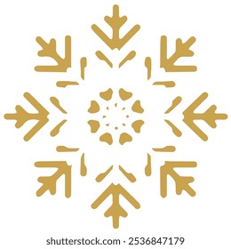 Snowflake golden white shape lines winter season decoration illustration