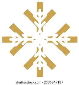 Snowflake golden white shape lines winter season decoration illustration