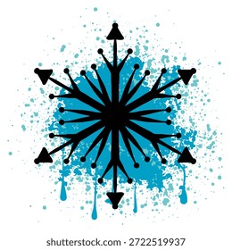 Snowflake graffiti with paint splatter