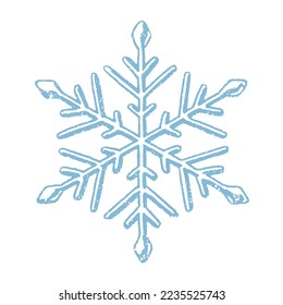 Snowflake with grainy texture on white background
