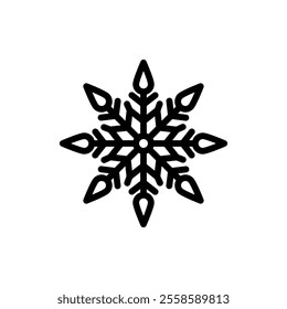 Snowflake graphic icon. Geometric design. Vector lines with editable stroke. Isolated on white.