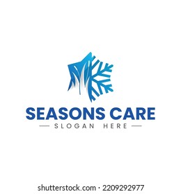 Snowflake And Grass For Seasons Bussiness Logo Designs